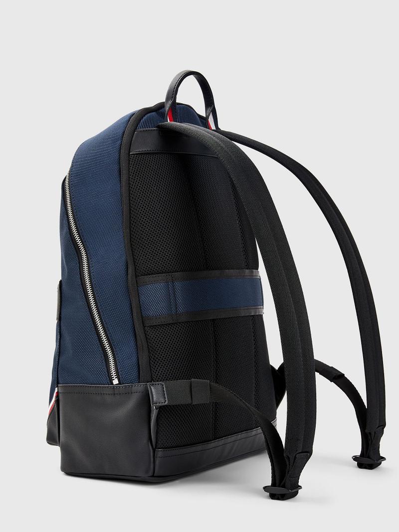 Férfi Tommy Hilfiger Tommy Stripe Backpack Táska Sötétkék | HU 1495DFM